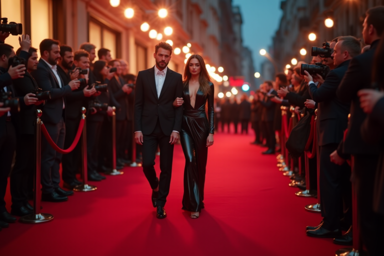 Célébrité en vedette sur le tapis rouge glamour