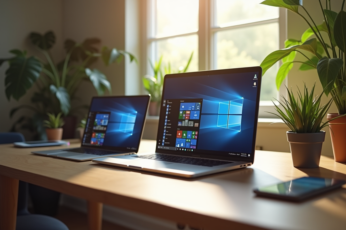 Espace de travail avec plusieurs appareils synchronises