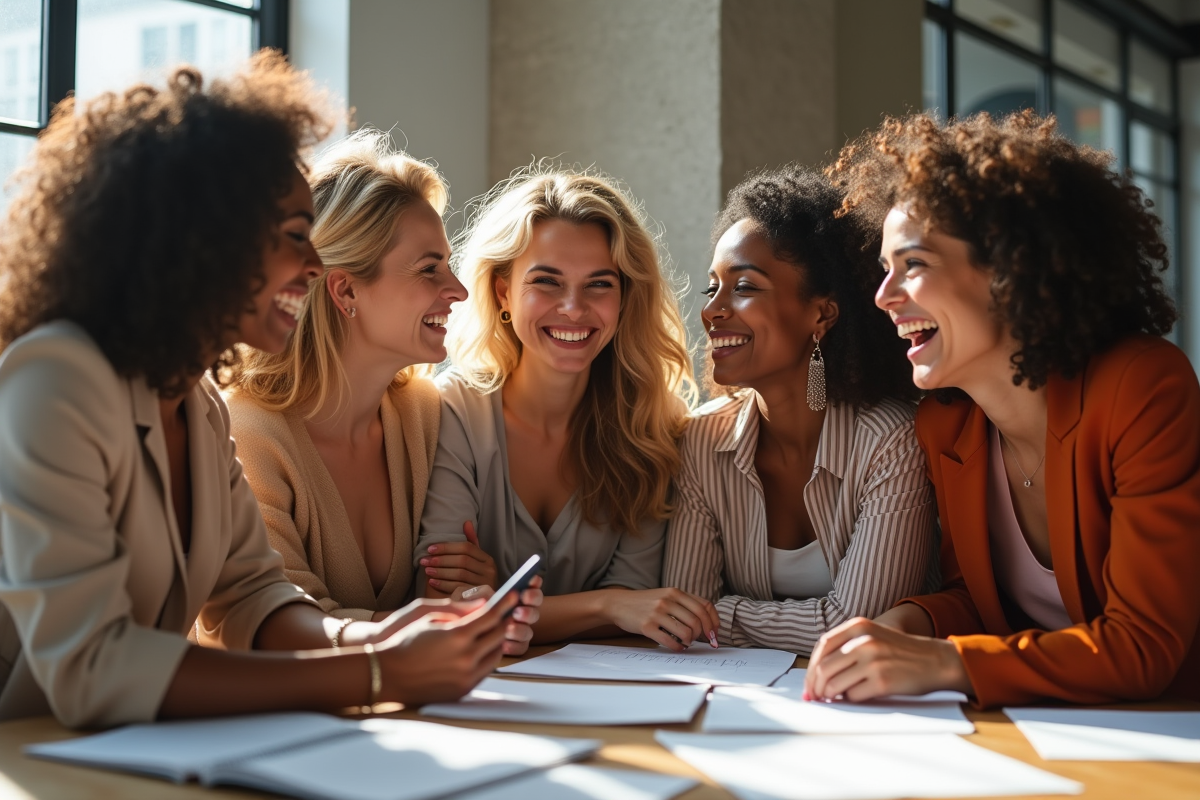 Femmes leaders diverses collaborant dans un espace créatif
