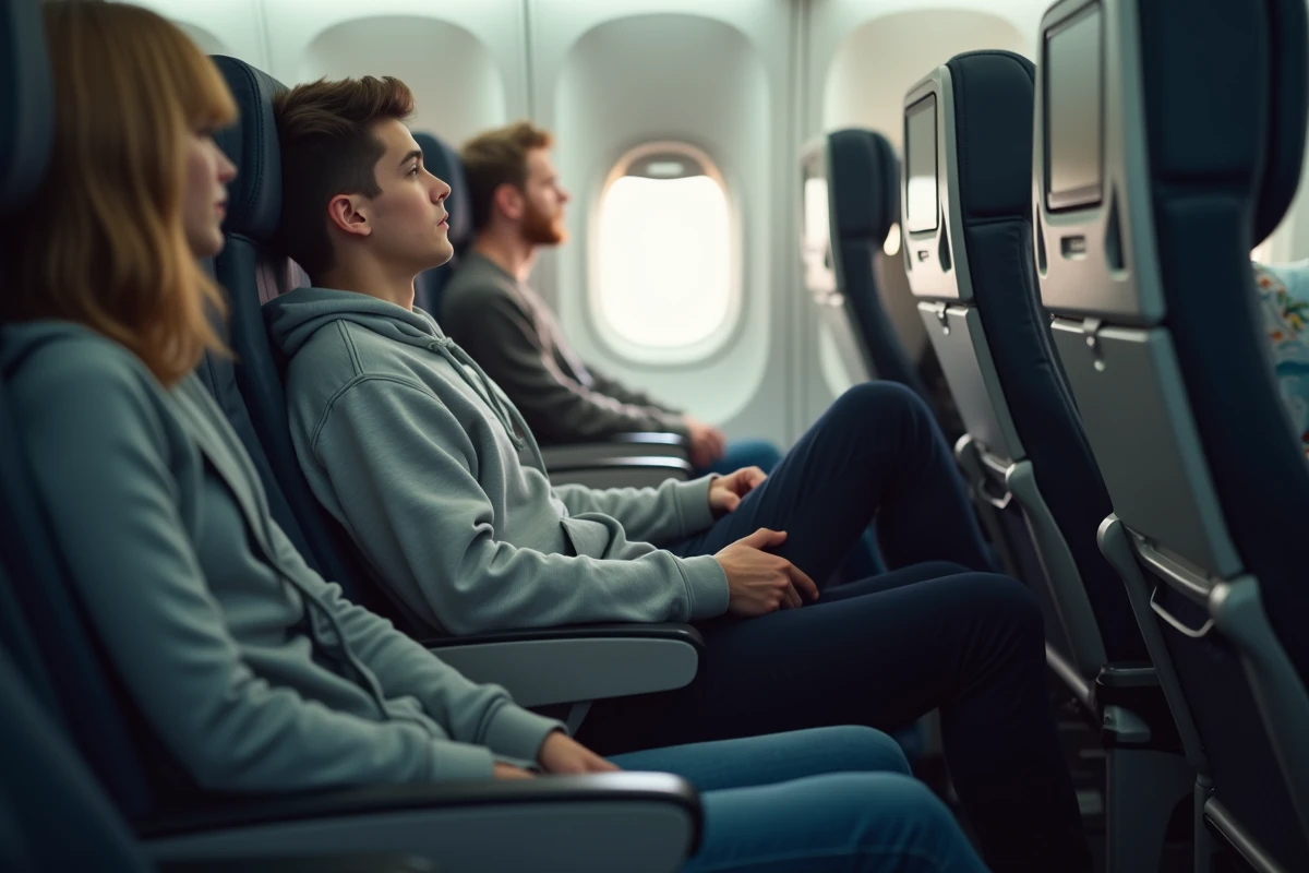 Jeune homme en avion s